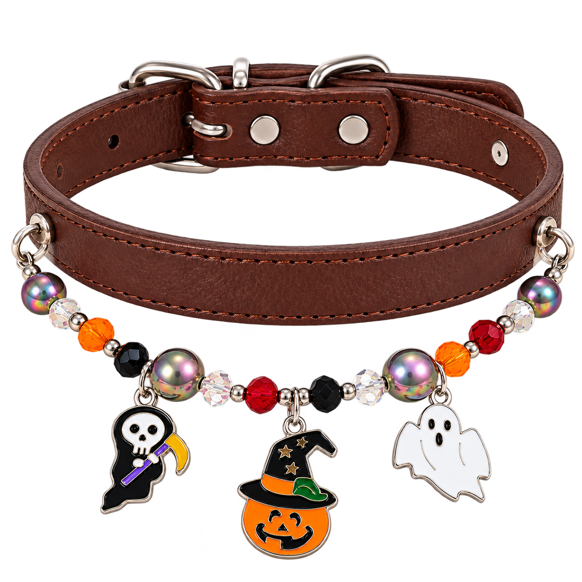 Beaded Halloween Cat Collar — isolated product on a transparent background
