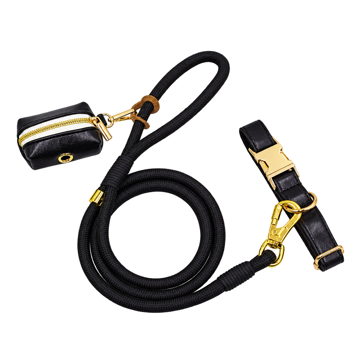 Braided Faux Leather Dog Leash — isolated product on a transparent background