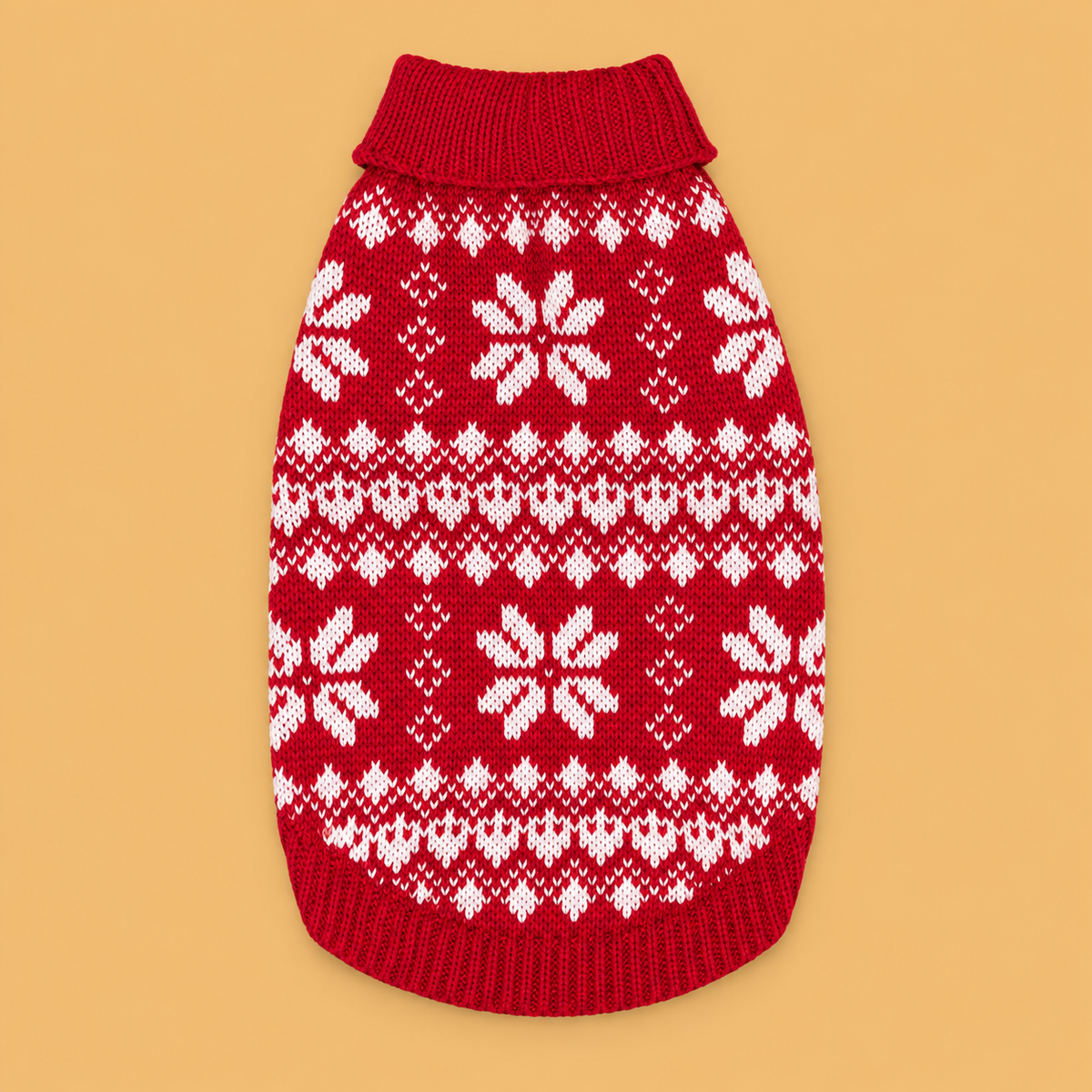 Christmas Knitted Pet Sweaters & Scarves — isolated product on a warm peach background