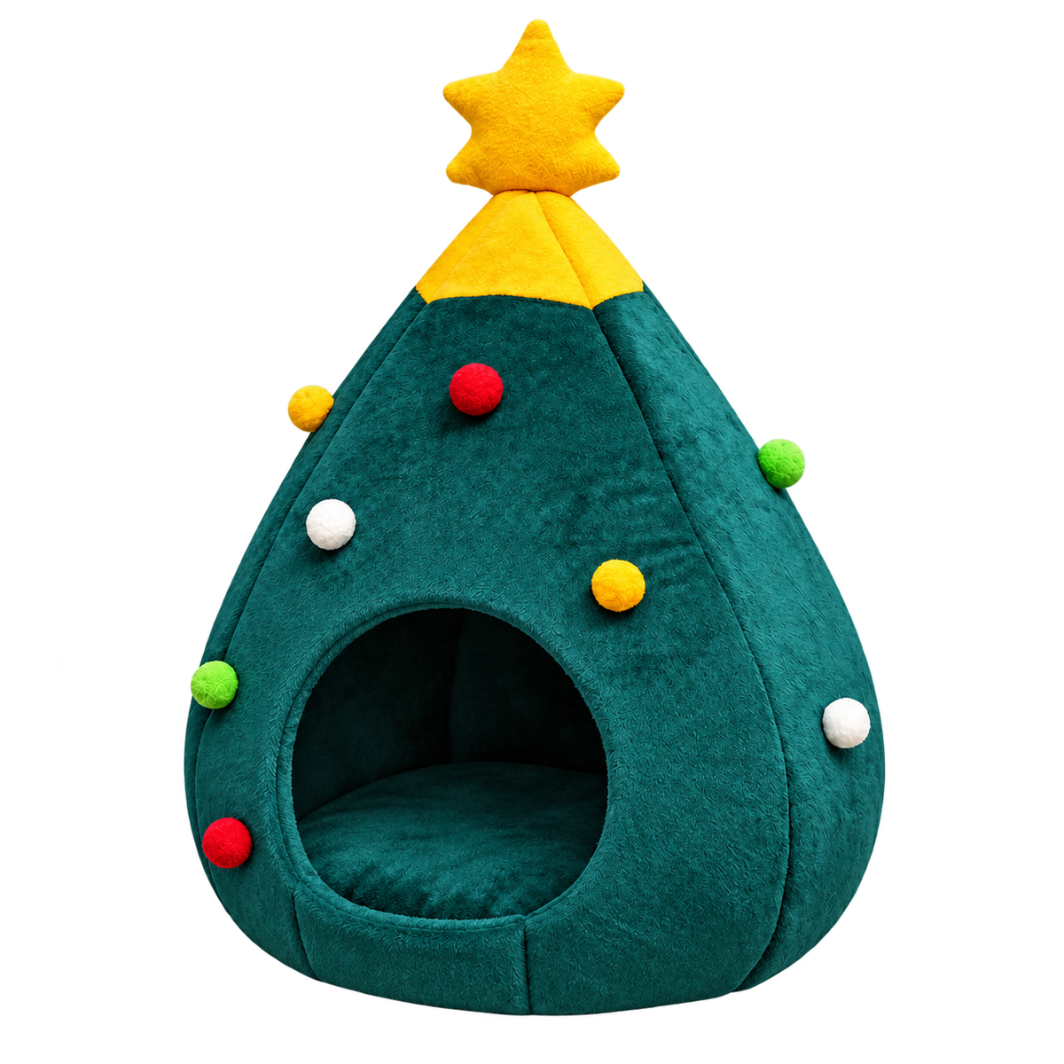 Christmas Tree Felt Cat Bed isolated on transparent background