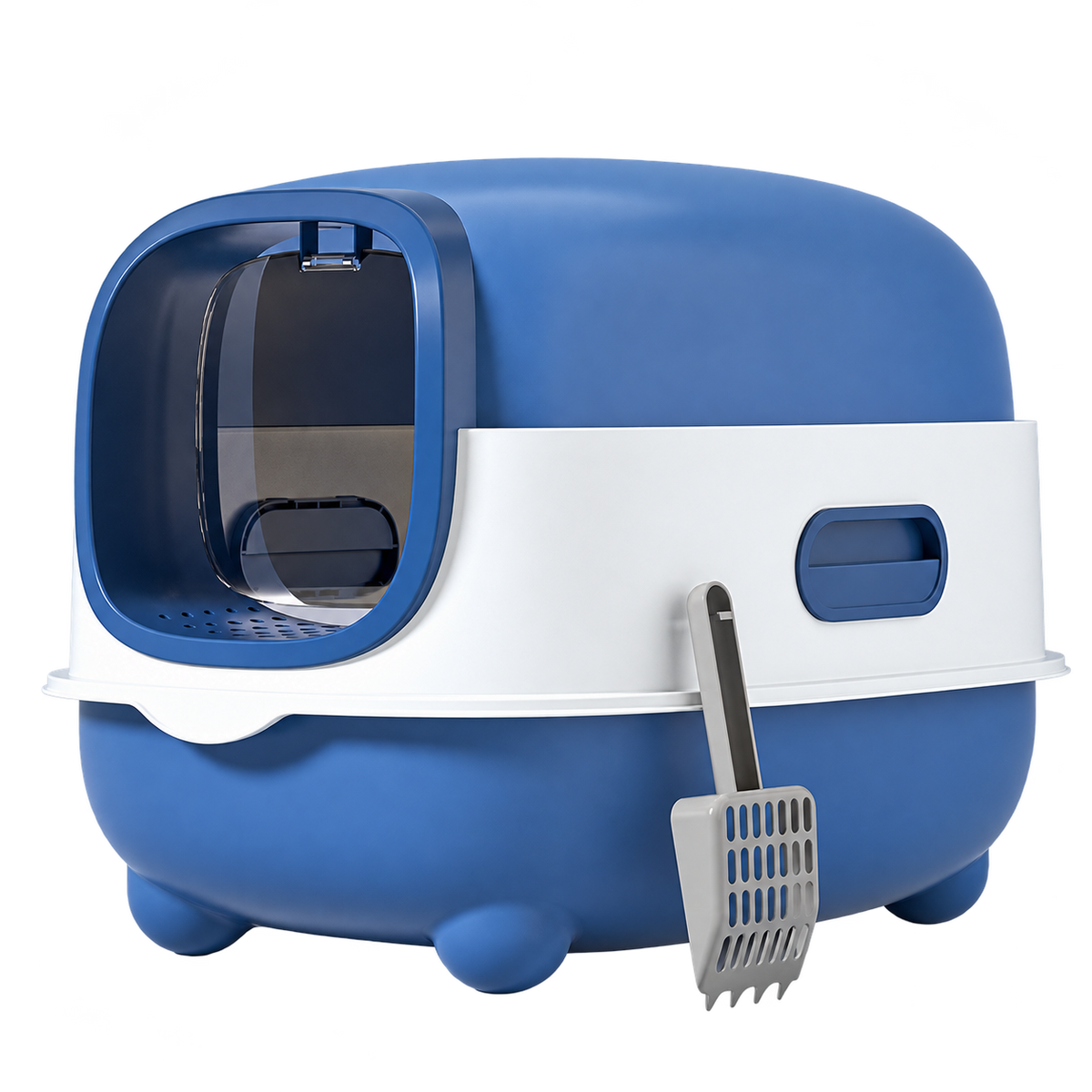 Covered Cat Litter Box with Scoop — isolated product on a transparent background