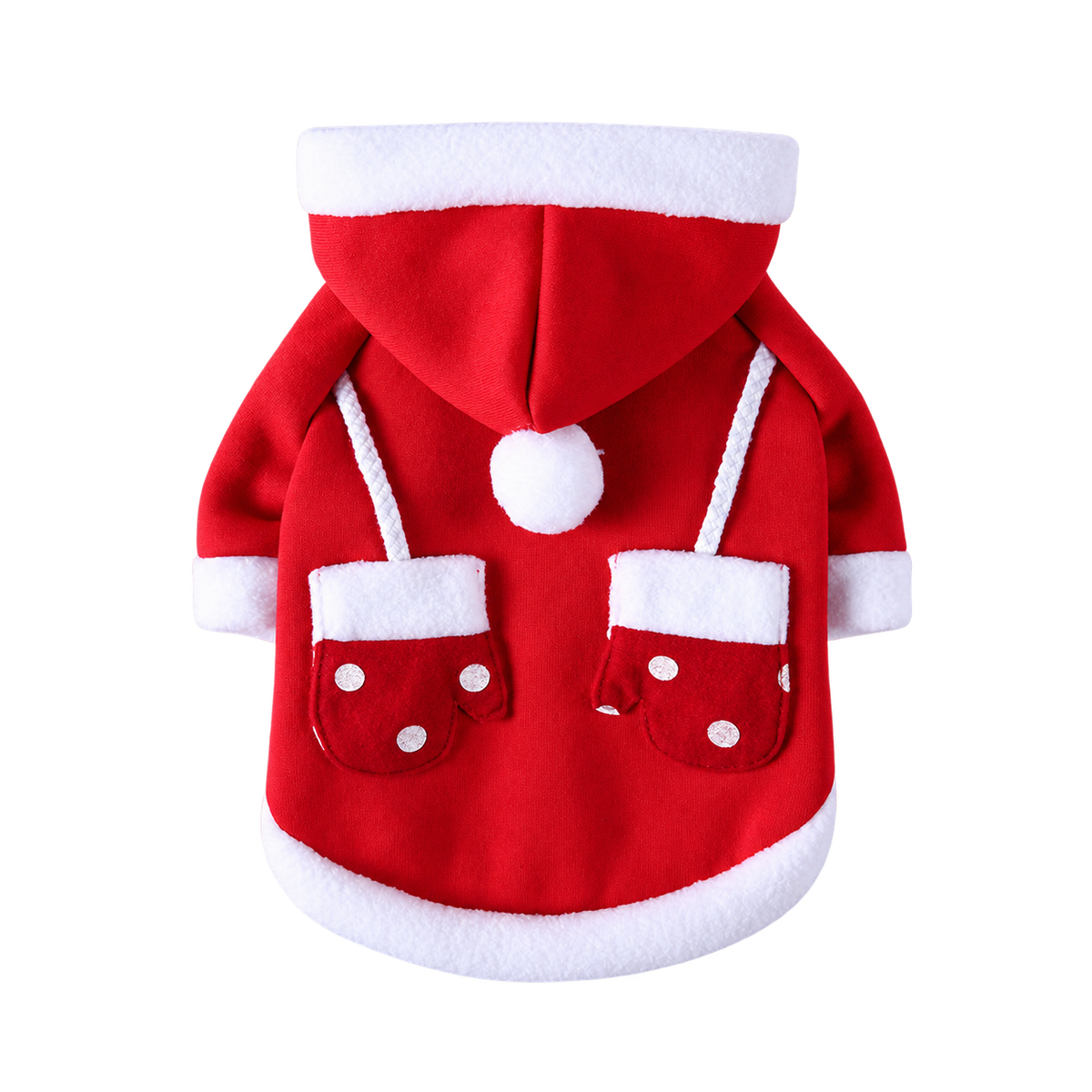 Festive Mittens Dog Hoodie — isolated product on a transparent background