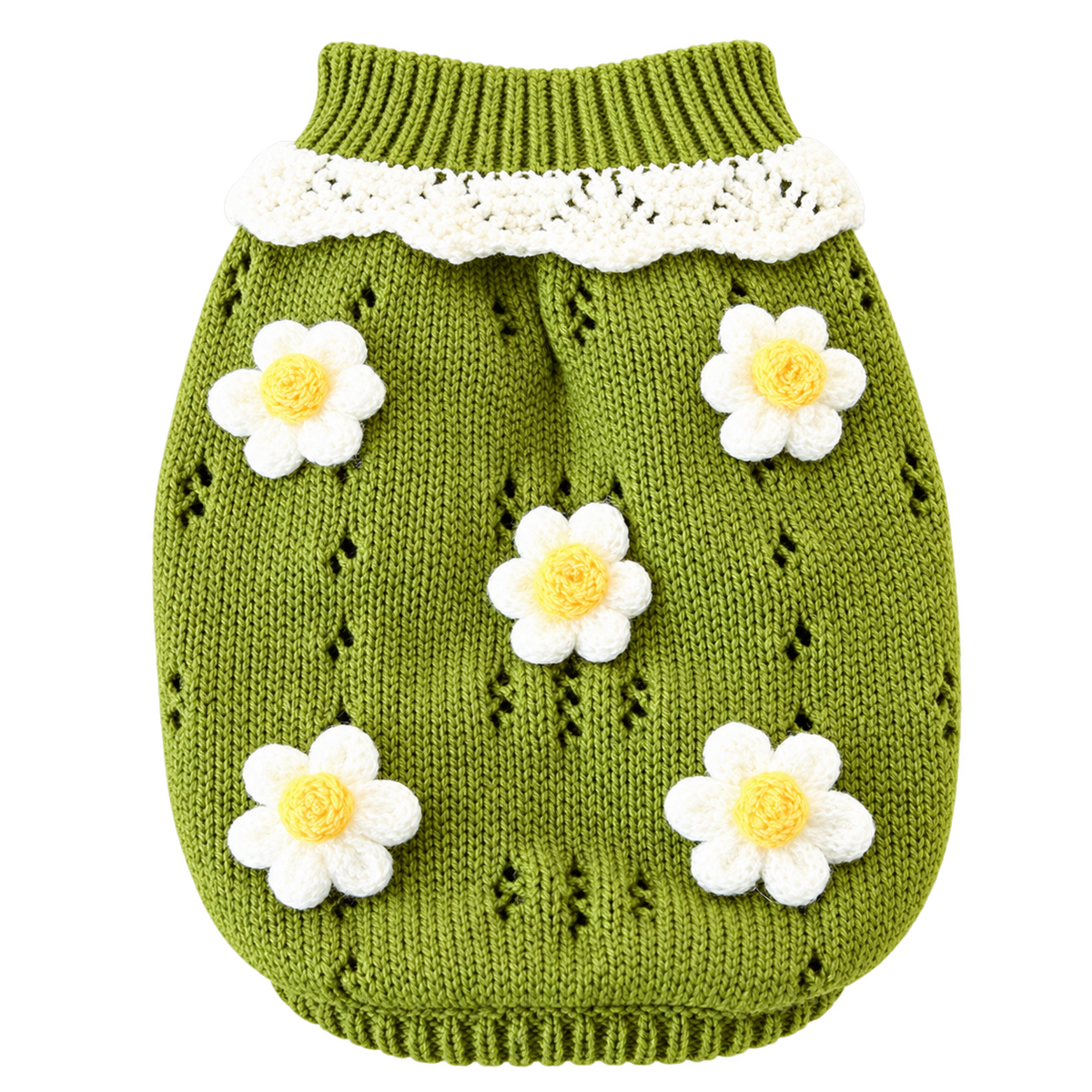 Floral Jacquard Pet Sweater — isolated product on a transparent background