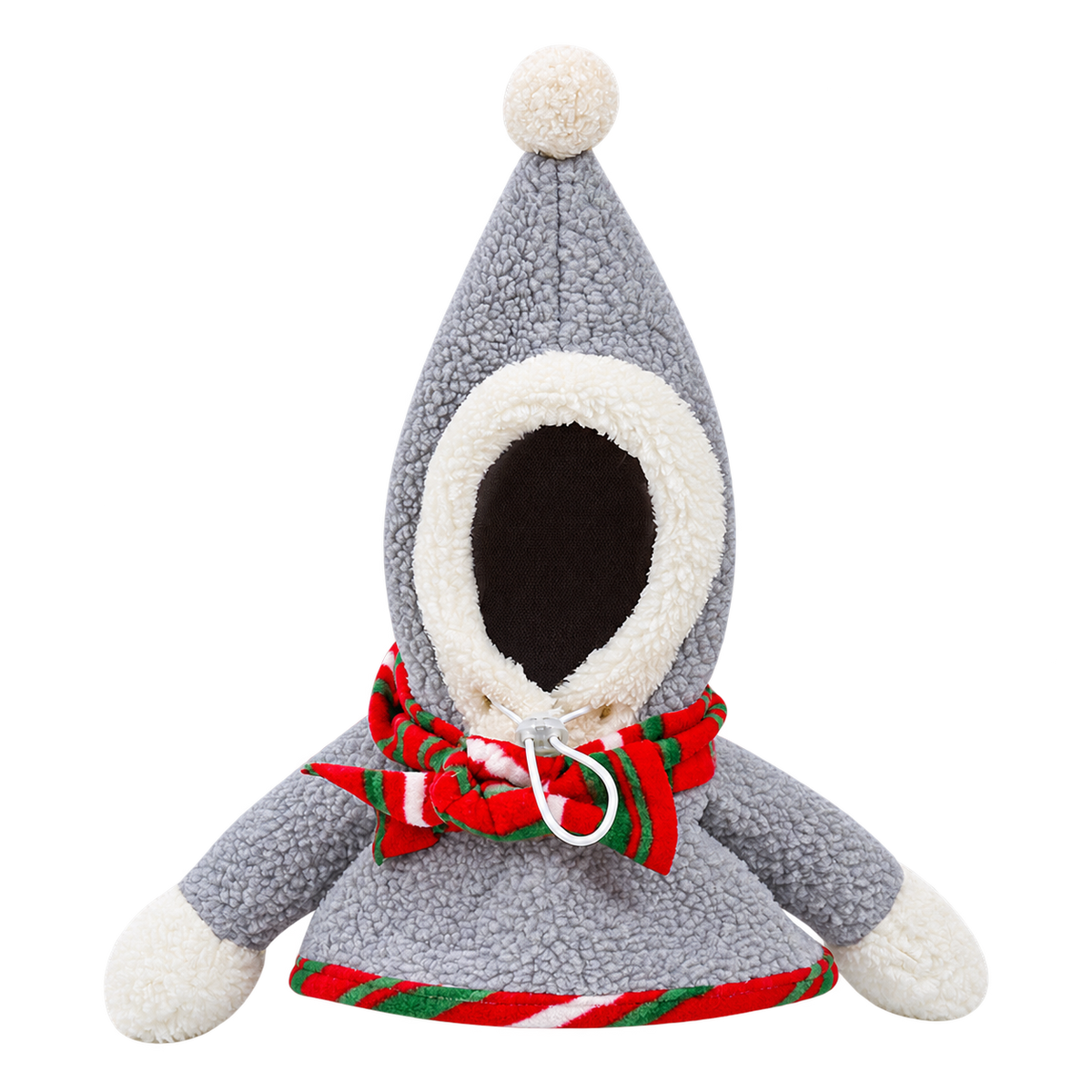 Grey Fleece Pet Hood — isolated product on a transparent background