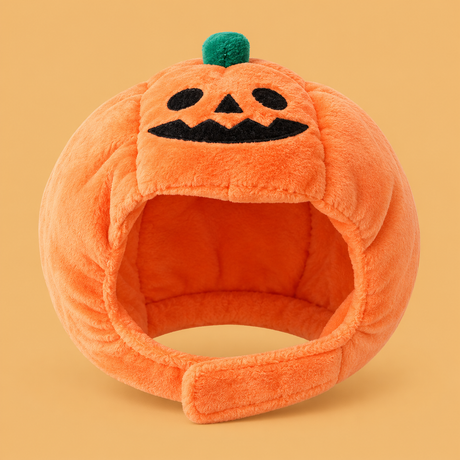 Halloween Pumpkin Hat for Dogs — product on peach background