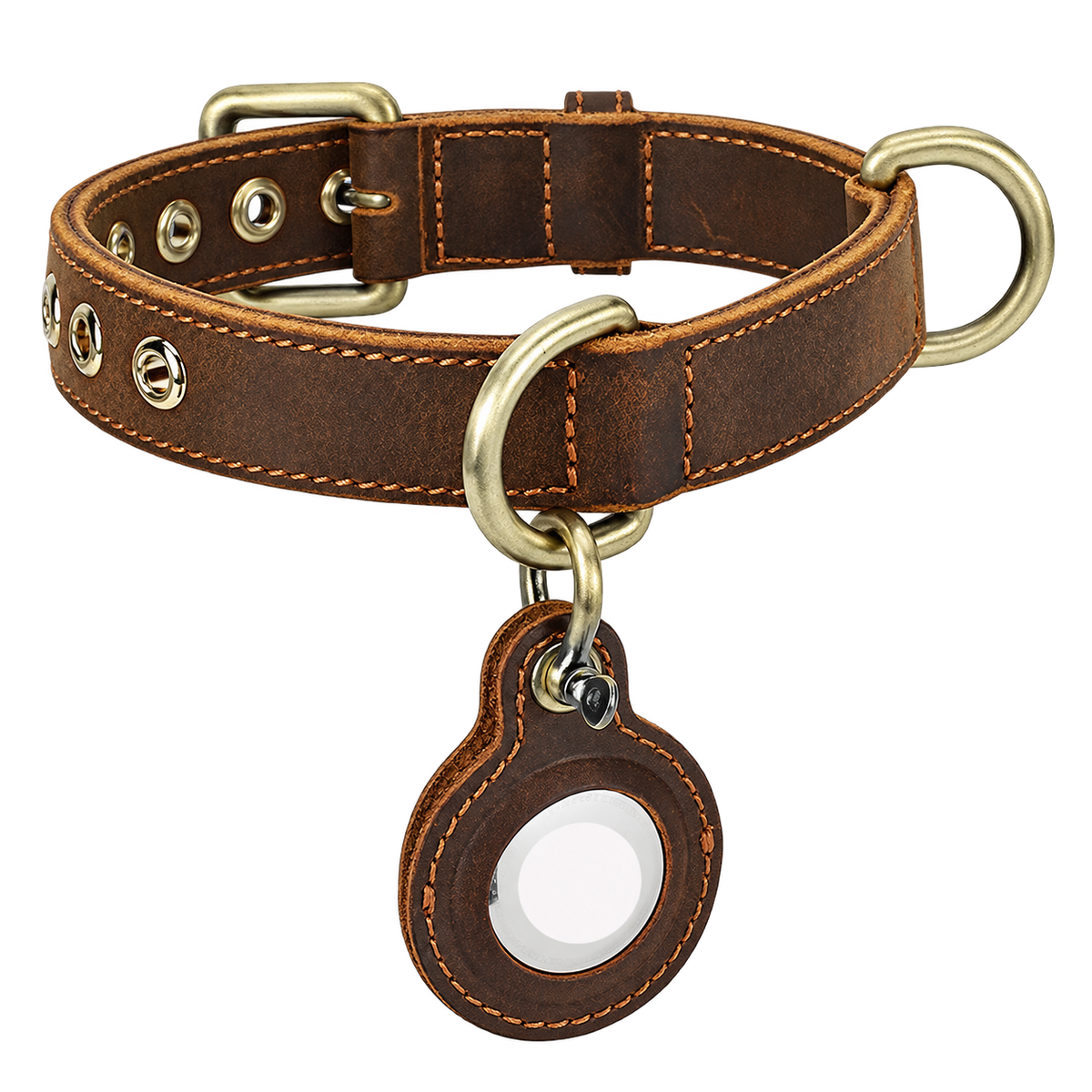 Handcrafted Leather Dog Collar — isolated product on a transparent background