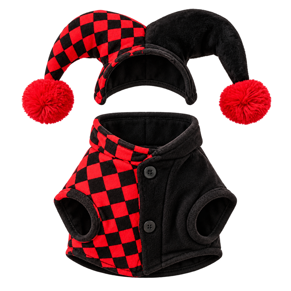 Jester Dog Costume — isolated product on a transparent background