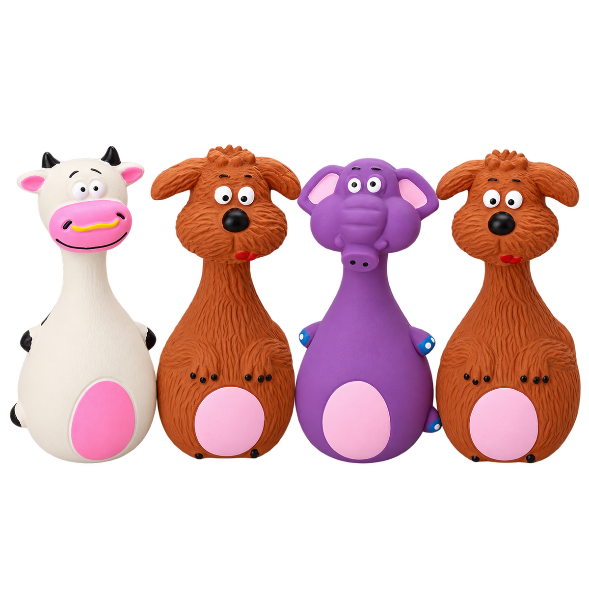 Latex Dog Toy Set 4-Pack — isolated product on a transparent background