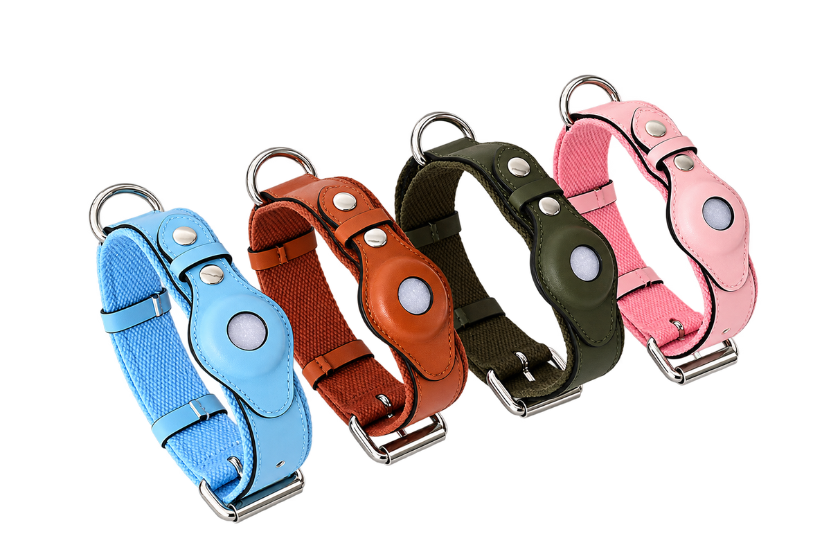 Leather AirTag Collar Cover — isolated product on a transparent background