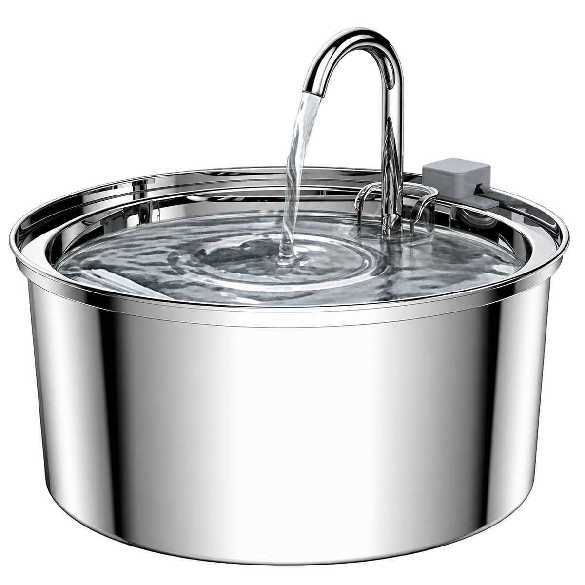 Stainless Steel Pet Fountain — isolated product on a transparent background