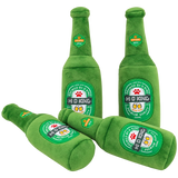 Beer Bottle Plush Squeaker Dog Toy — isolated product on a transparent background
