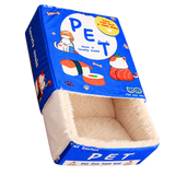 Blue Snack Box Cat Bed isolated on transparent background
