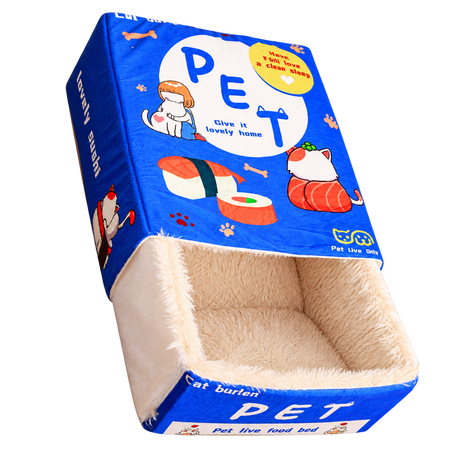 Blue Snack Box Cat Bed isolated on transparent background