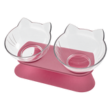 Cat-Face Raised Double Bowl — isolated product on a transparent background