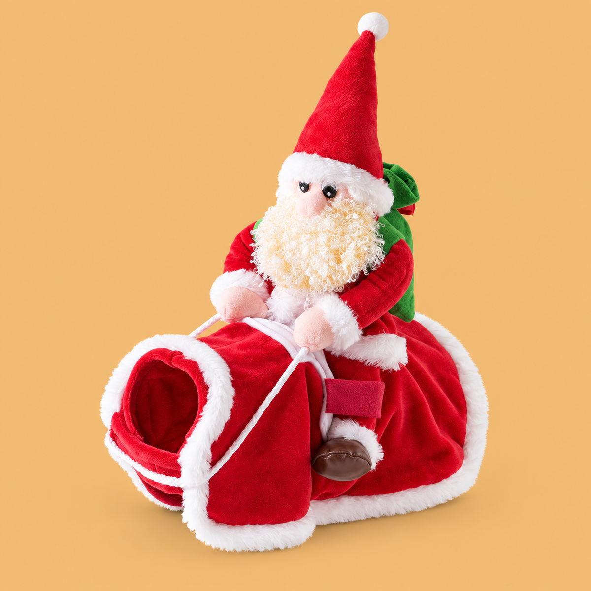 Christmas Red Coral Fleece Dog Outfit — isolated product on a warm peach background