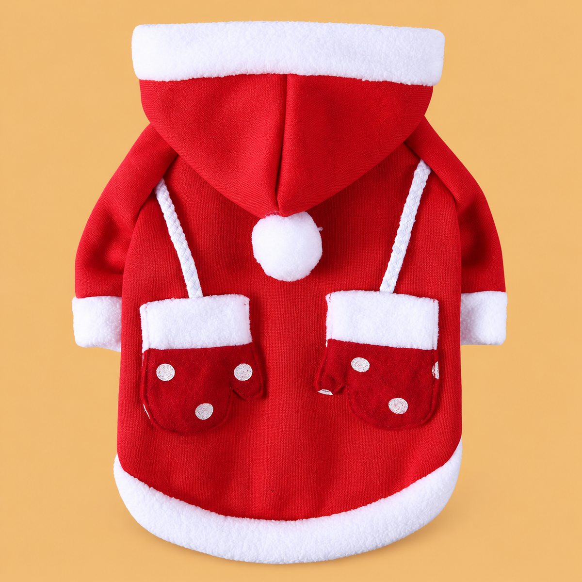 Christmas Reindeer Coral Fleece Dog Outfit — isolated product on a warm peach background