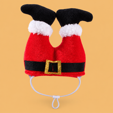 Christmas Santa Hat for Dogs & Cats — isolated product on a warm peach background