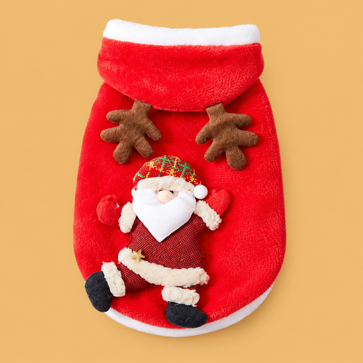 Christmas Flannel Pet Costume for Cats & Dogs — isolated product on a warm peach background