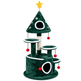 Christmas Cat Tree Tower with Condos — isolated product on a transparent background