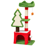 Christmas Cat Tree with Scratching Posts, Condo & Perches — isolated product on a transparent background