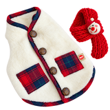 Christmas Fleece Vest with Scarf — isolated product on a transparent background