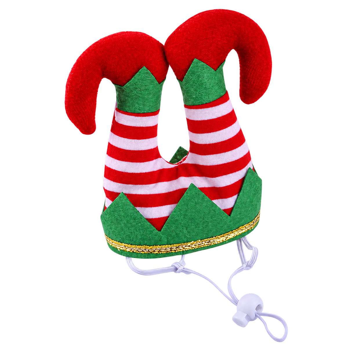 Christmas Elf Dog Hat – Striped Holiday Costume Accessory — isolated product on a transparent background