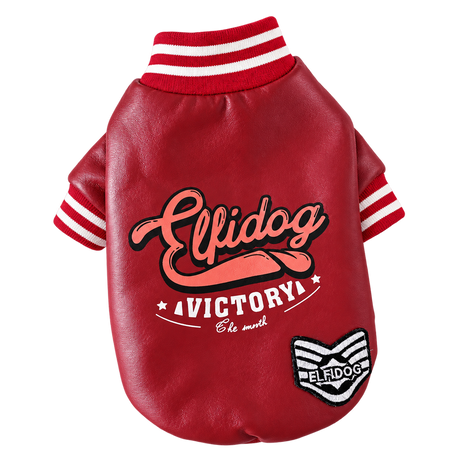 Faux Leather Dog Jacket — isolated product on a transparent background