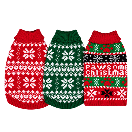 Festive Pet Sweaters & Scarves — isolated product on a transparent background