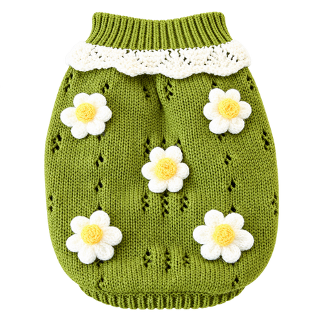 Floral Jacquard Pet Sweater — isolated product on a transparent background