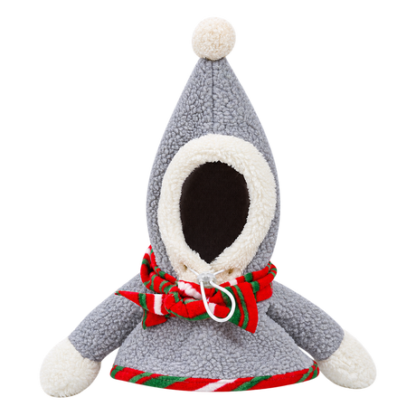 Grey Fleece Pet Hood — isolated product on a transparent background