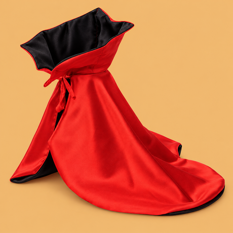 Red Halloween Pet Cape — product on peach background