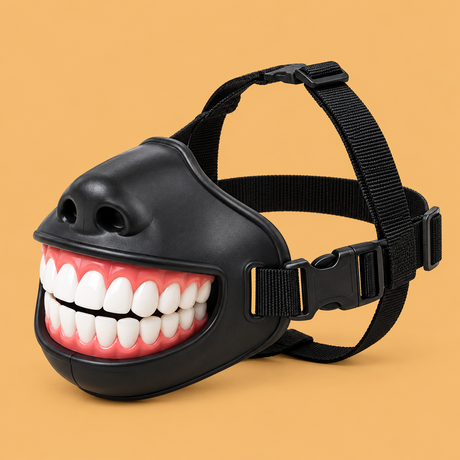 Fanged Dog Costume Mask — product on peach background
