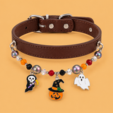 Beaded Halloween Cat Collar — product on peach background