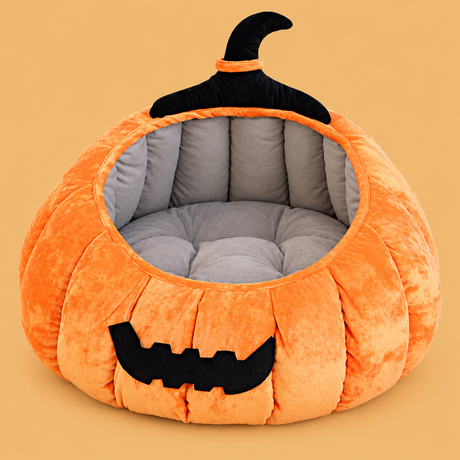 Pumpkin Cat Cave — product on peach background