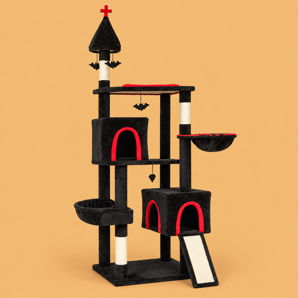 Gothic Coffin Cat Tower — product on peach background