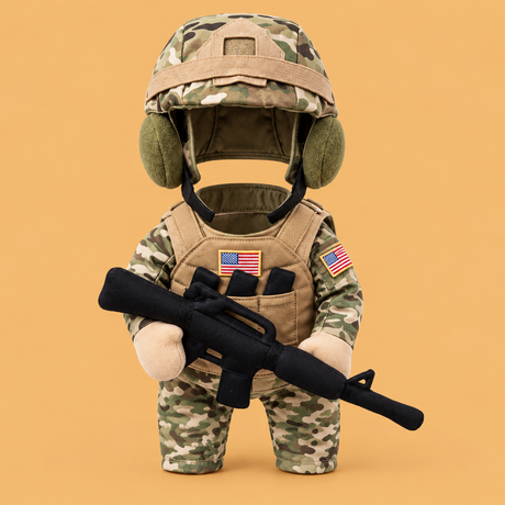 Little Soldier Dog Costume — product on peach background
