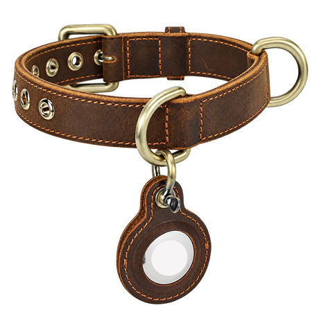 Handcrafted Leather Dog Collar — isolated product on a transparent background