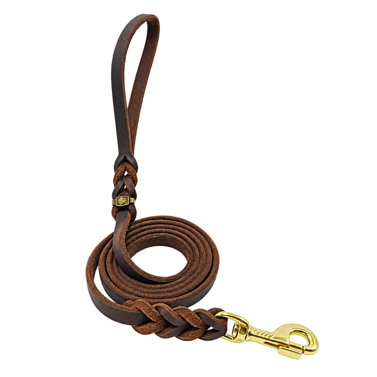 Handwoven Leather Dog Leash — isolated product on a transparent background