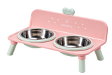 Heart Raised Double Pet Bowl — isolated product on a transparent background