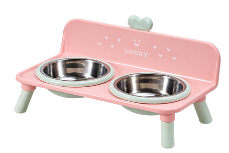 Heart Raised Double Pet Bowl — isolated product on a transparent background