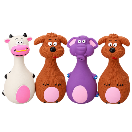 Latex Dog Toy Set 4-Pack — isolated product on a transparent background