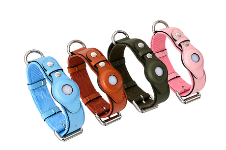 Leather AirTag Collar Cover — isolated product on a transparent background