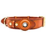 Leather AirTag Dog Collar — isolated product on a transparent background