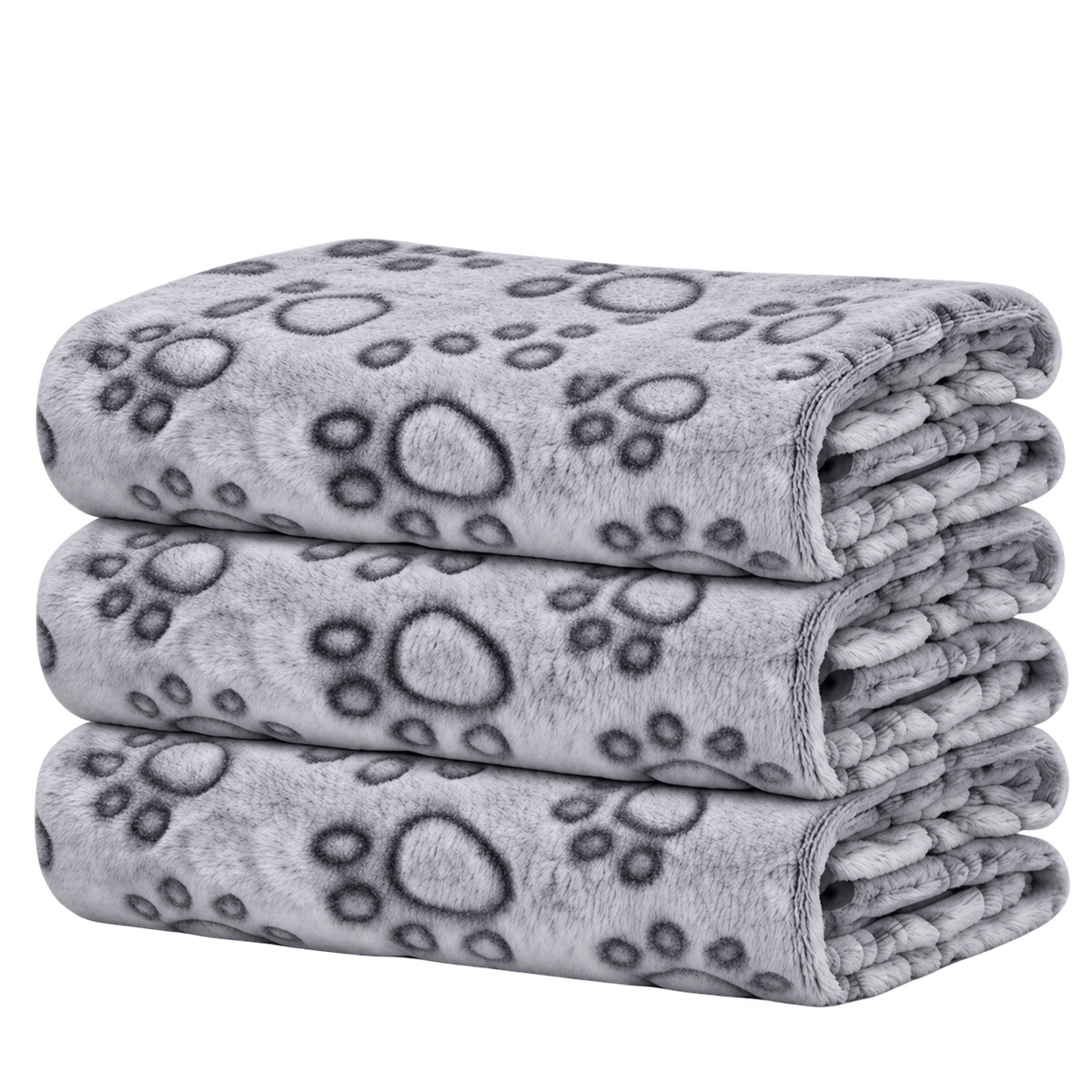 Pawprint Fleece Blanket Trio — isolated product on a transparent background