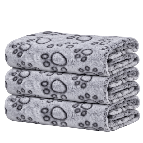 Pawprint Fleece Blanket Trio — isolated product on a transparent background