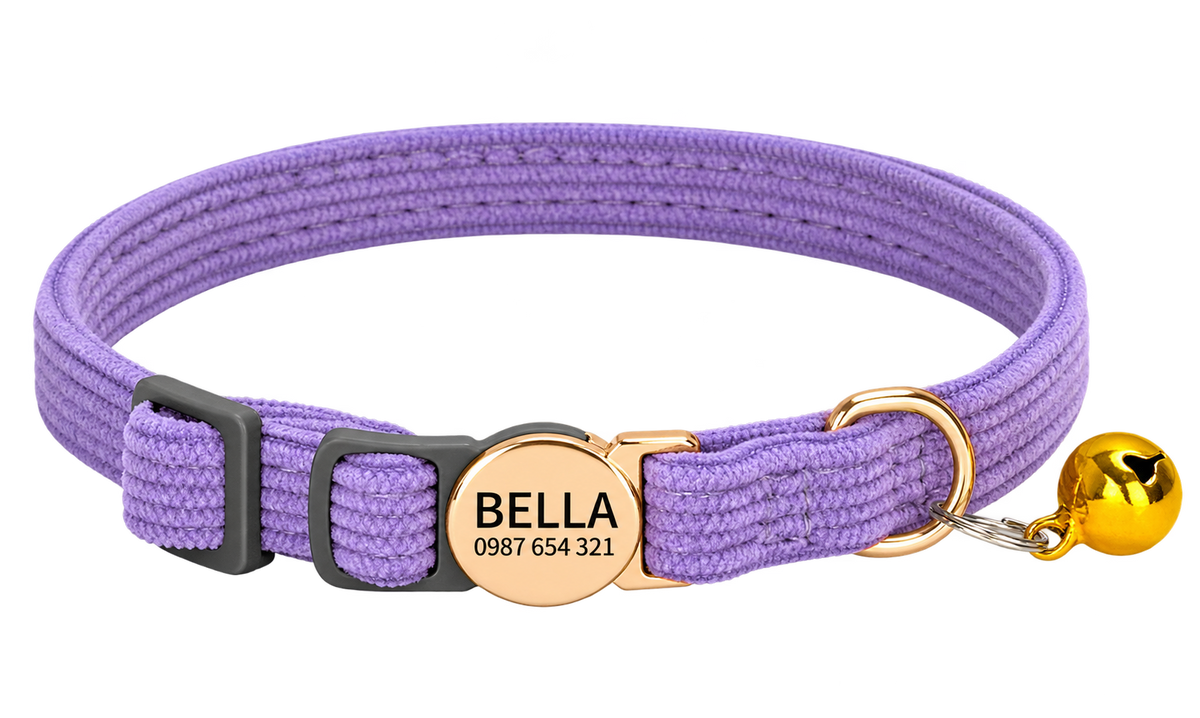 Personalised Corduroy Cat Collar — isolated product on a transparent background