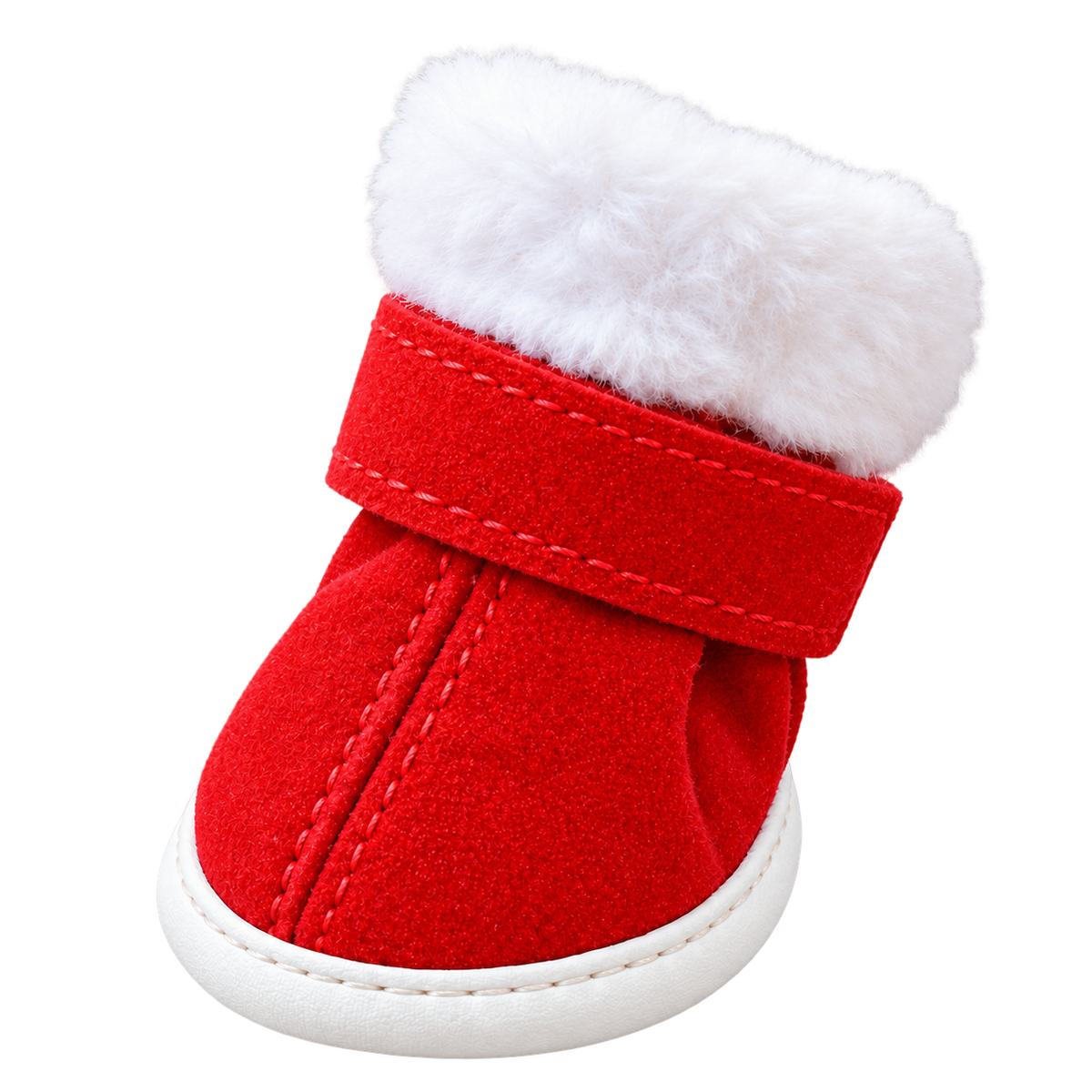 Red Christmas Dog Boots — isolated product on a transparent background
