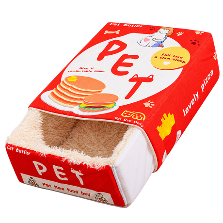 Red Snack Box Cat Bed isolated on transparent background