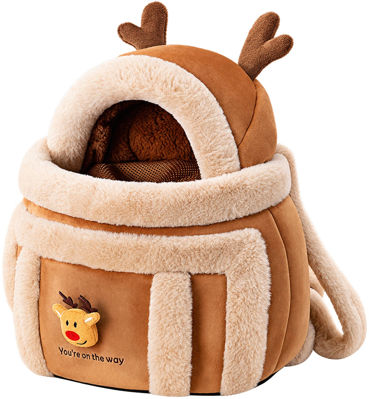 Reindeer Plush Pet Carrier — isolated product on a transparent background