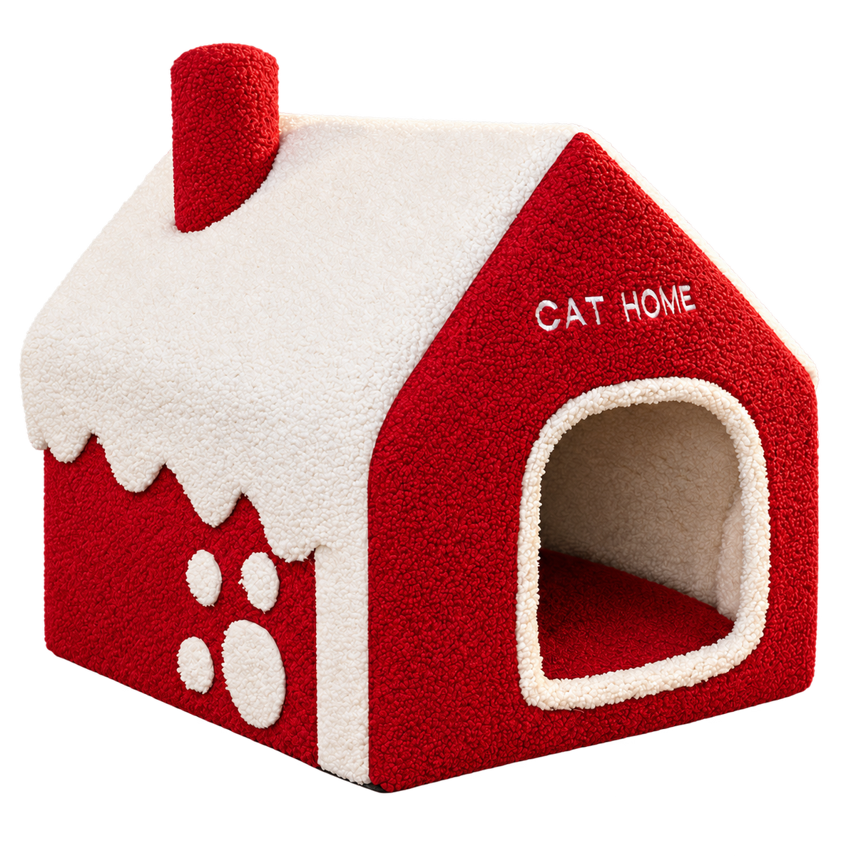 Snow Cottage Cat Hideaway isolated on transparent background